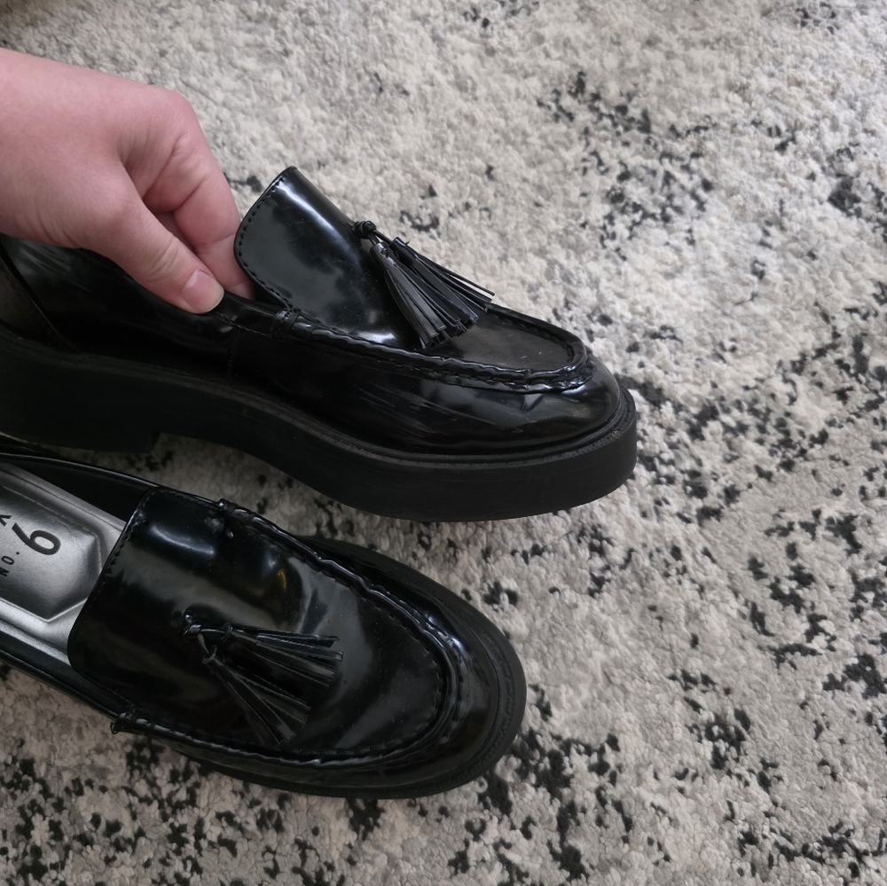 Mix no. 6 Tassel Faux Patent Leather Loafers womens 6 Black - Picture 6 of 7